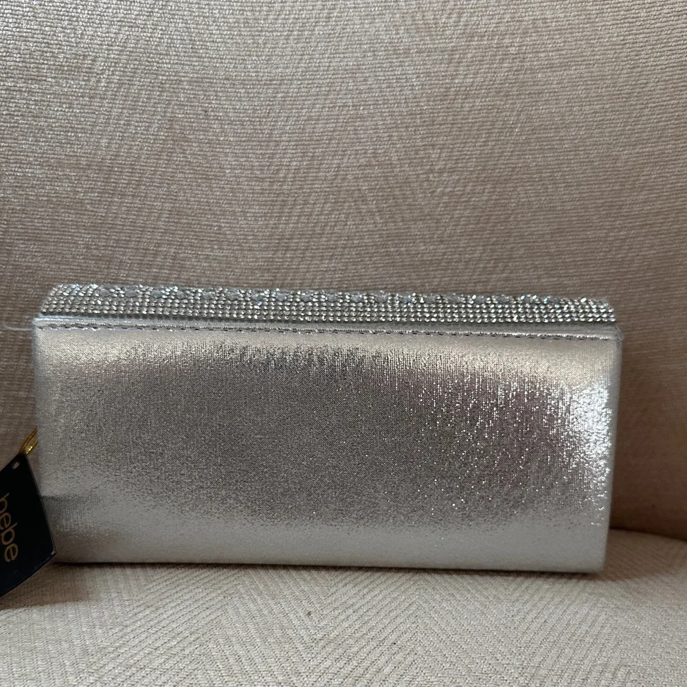 Bebe Sparkling Silver Clutch